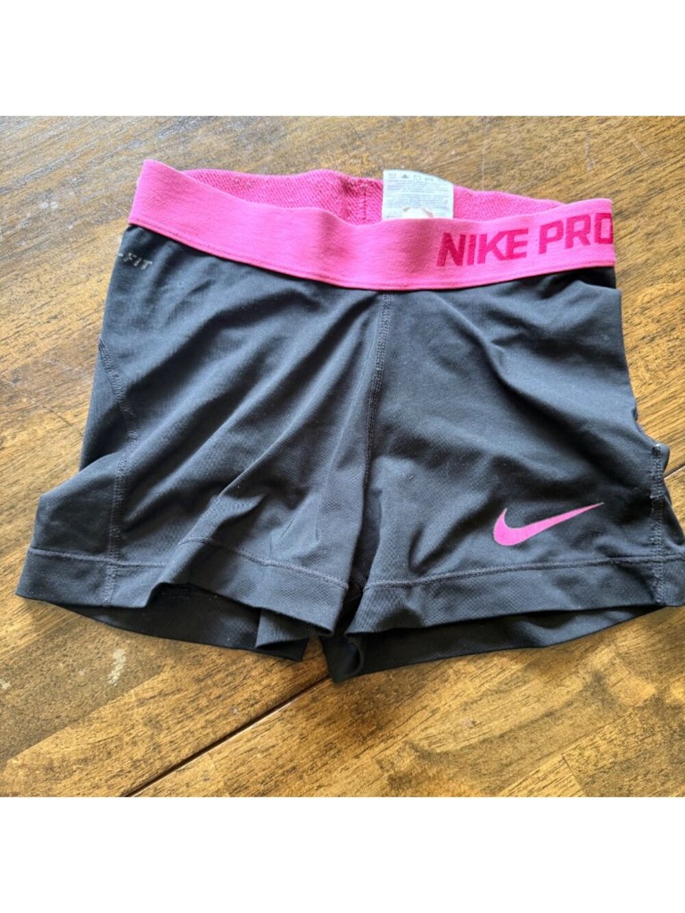 Nike Pro Dri-Fit Black And Pink Compression Athletic Activewear Shorts Size XS